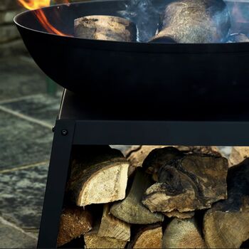 Steel Fire Bowl With Integrated Log Store, 3 of 7