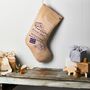 Personalised Stamp Juco Linen Christmas Stocking, thumbnail 2 of 4