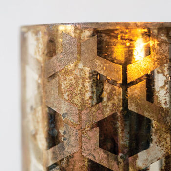 Deco Patterned Antique Mirror Glass Votive, 2 of 3