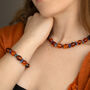 Chunky Amber And Blue Gemstone Bead Necklace, thumbnail 3 of 4