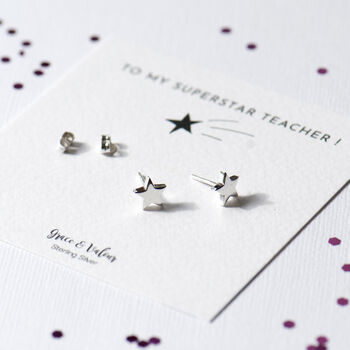 Teacher Gift Sterling Silver Star Stud Earrings, 2 of 9