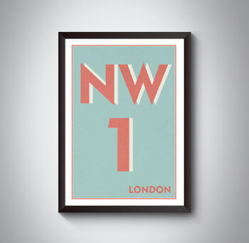 Nw1 Marylebone London Typography Postcode Print, 7 of 9