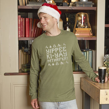 Yippee Ki Yay Men's Long Sleeved Christmas T Shirt, 3 of 7