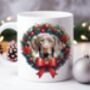 Personalised Weimaraner Christmas Wreath Dog Mug, thumbnail 1 of 2