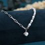 Sterling Silver Freshwater Pearl And Paperclip Beaded Bracelet With A Heart Charm, thumbnail 4 of 12