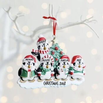 Personalised Penguin Family Christmas Decoration, 3 of 4