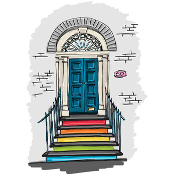 Rainbow Door Illustration Print, Rainbow Poster, 4 of 4