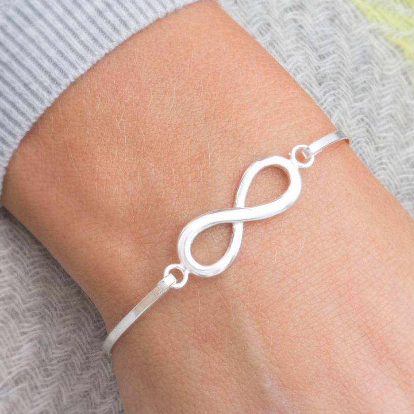 Sterling silver hot sale infinity bangle