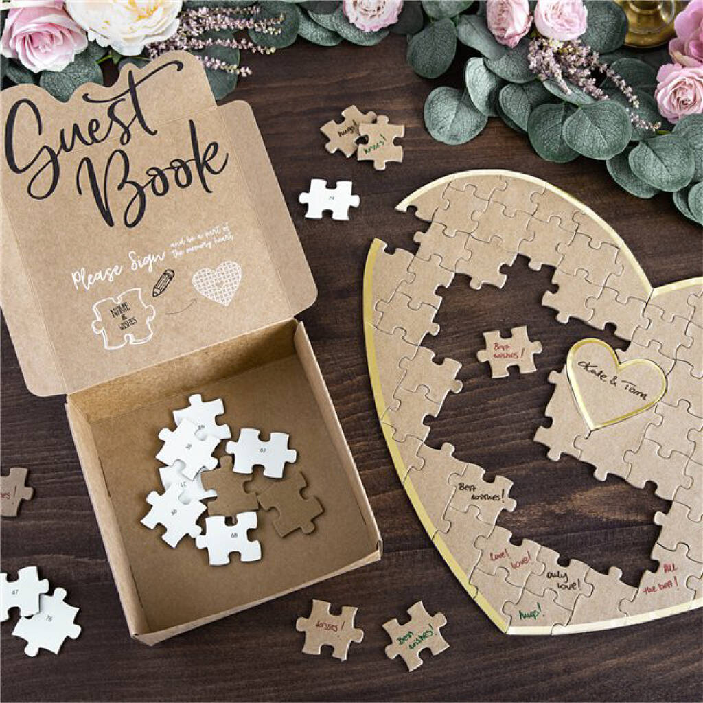 Wedding Guest Book Wooden Puzzle