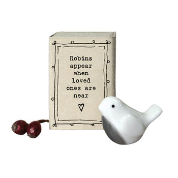 Mini White Porcelain Robin Condolence Matchbox Keepsake Gift, 2 of 4