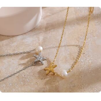 Monaco D’or Gold Pearl Sea Star Blossom Gift Necklace, 4 of 4