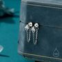 Sterling Silver Tiny Triangle Cz Chain Earrings, thumbnail 1 of 12