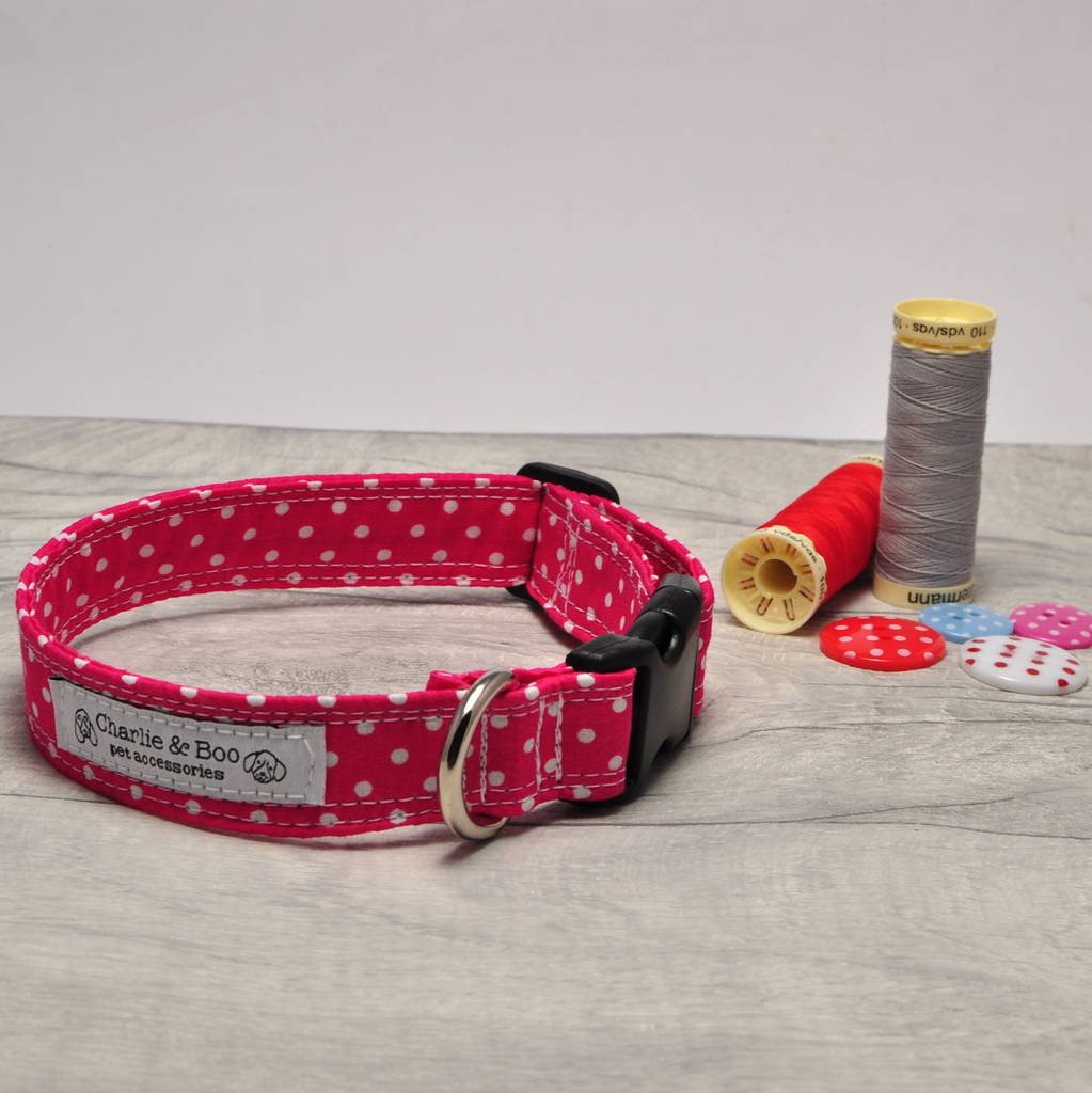 pink dog collar and lead/leash set by charlie and boo