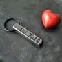 11th Anniversary Gift; Forged Dark Steel Bar Keyring, thumbnail 1 of 8