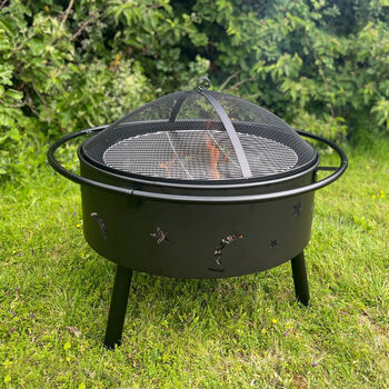 Sun And Moon Fire Pit With Spark Guard, Poker And Cover, 11 of 12
