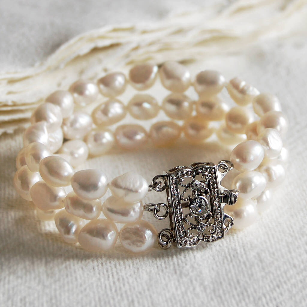 Vintage Style Triple Strand Pearl Bracelet, 1 of 4