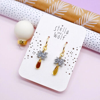 Silver Glitter And Gold Drop Party Earrings, 4 of 6
