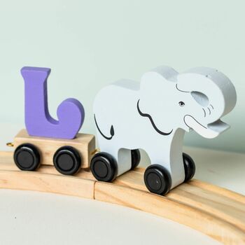 Personalised Elephant Wooden Pastel Letter Name Train Toy, 11 of 12