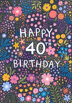 40th Birthday Card For Women, Floral 40th Card, For Her, 3 of 3