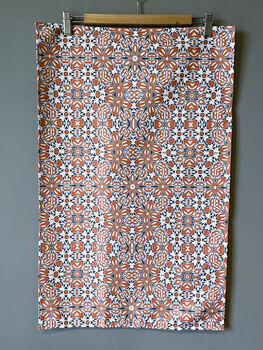 Orange Flower Tea Towel | 100% Cotton | Made In The UK, 8 of 12