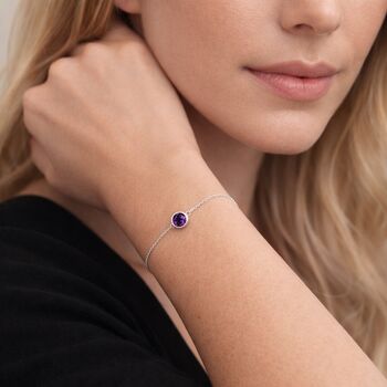 Personalised Sterling Silver February Birthstone Amethyst Bracelet, 2 of 9