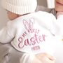 My First Easter Embroidered Personalised Ears Baby Romper Three Colours Available, thumbnail 4 of 12