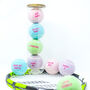 Fun Pastel Message Tennis Balls Brand New, thumbnail 1 of 8