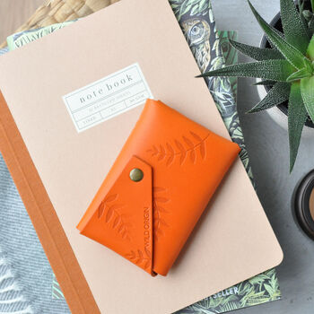 Orange Botanical Leather Wallet, 2 of 6