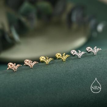 Extra Tiny Pterosaurs Flying Dinosaur Screw Back In Sterling Silver, 5 of 10