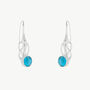 Turquoise Silver Grain Wavy Drop Earrings, thumbnail 2 of 7