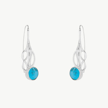 Turquoise Silver Grain Wavy Drop Earrings, 2 of 7