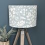 Bellever Mineral Blue Botanical Drum Lampshades, thumbnail 1 of 9