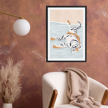 Tiger Sleeping Scandi Nursery Children's Art Print, 6 of 7