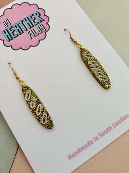 Baguette Glitter Earrings / Foodie Gift / French Bakery Jewellery / Cute Statement Accessories, 5 of 5