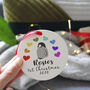 Baby First Christmas Rainbow Penguin Decoration, thumbnail 9 of 9