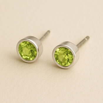 Sterling Silver Peridot Stud Earrings, 3 of 8