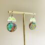 Handmade Leather Small Full Moon Dangly Earrings Marbled, thumbnail 3 of 8