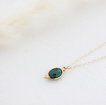 Gold Oval Dotted Gemstone Pendant Necklace, 6 of 11