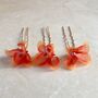 Red And Orange Flower Hair Pins, thumbnail 3 of 8
