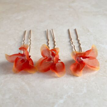 Red And Orange Flower Hair Pins, 3 of 8