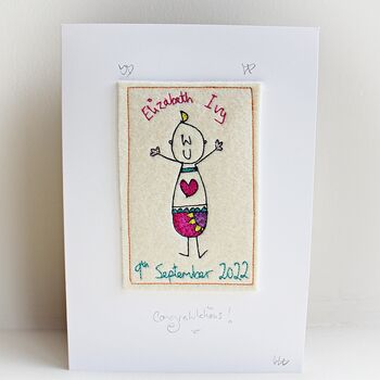Personalised New Baby Card, Embroidered, 2 of 6