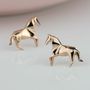Silver And Rose Gold Plated Origami Horse Earrings, thumbnail 3 of 6