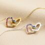 Interlocking Rainbow Crystal Heart Bracelet In Gold, thumbnail 1 of 5