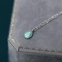 Green Opal Droplet Pendant Necklace In Sterling Silver, thumbnail 2 of 11