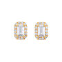 9ct Gold Halo Baguette Cubic Zirconia Studs, thumbnail 1 of 6