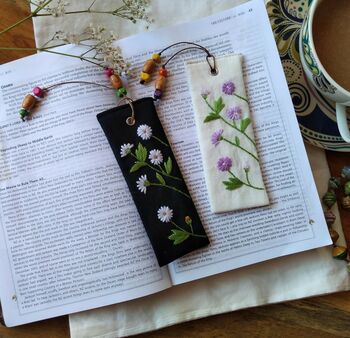 Linen Bookmark With Hand Embroidered Wild Daisy, 11 of 11