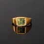 Gold Moss Agate Gemstone Square Signet Ring For Men, thumbnail 1 of 11