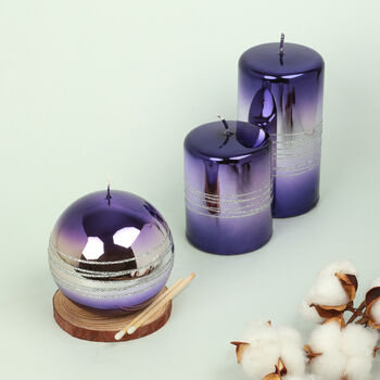 G Decor Purple Two Tone Glitter Glass Candles, 2 of 7