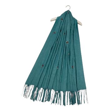 Embroidered Bee Cotton Blend Tassel Scarf, 3 of 7