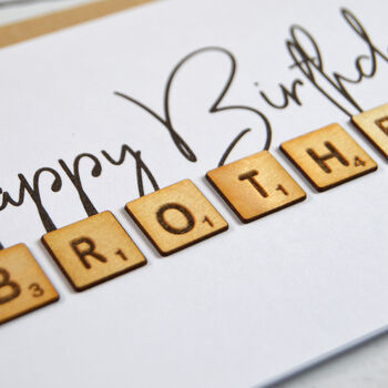 Happy Birthday Brother Wooden Tiles Card, 2 of 2